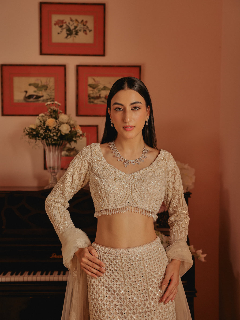 Pink Fish Cut Lehenga, view 3