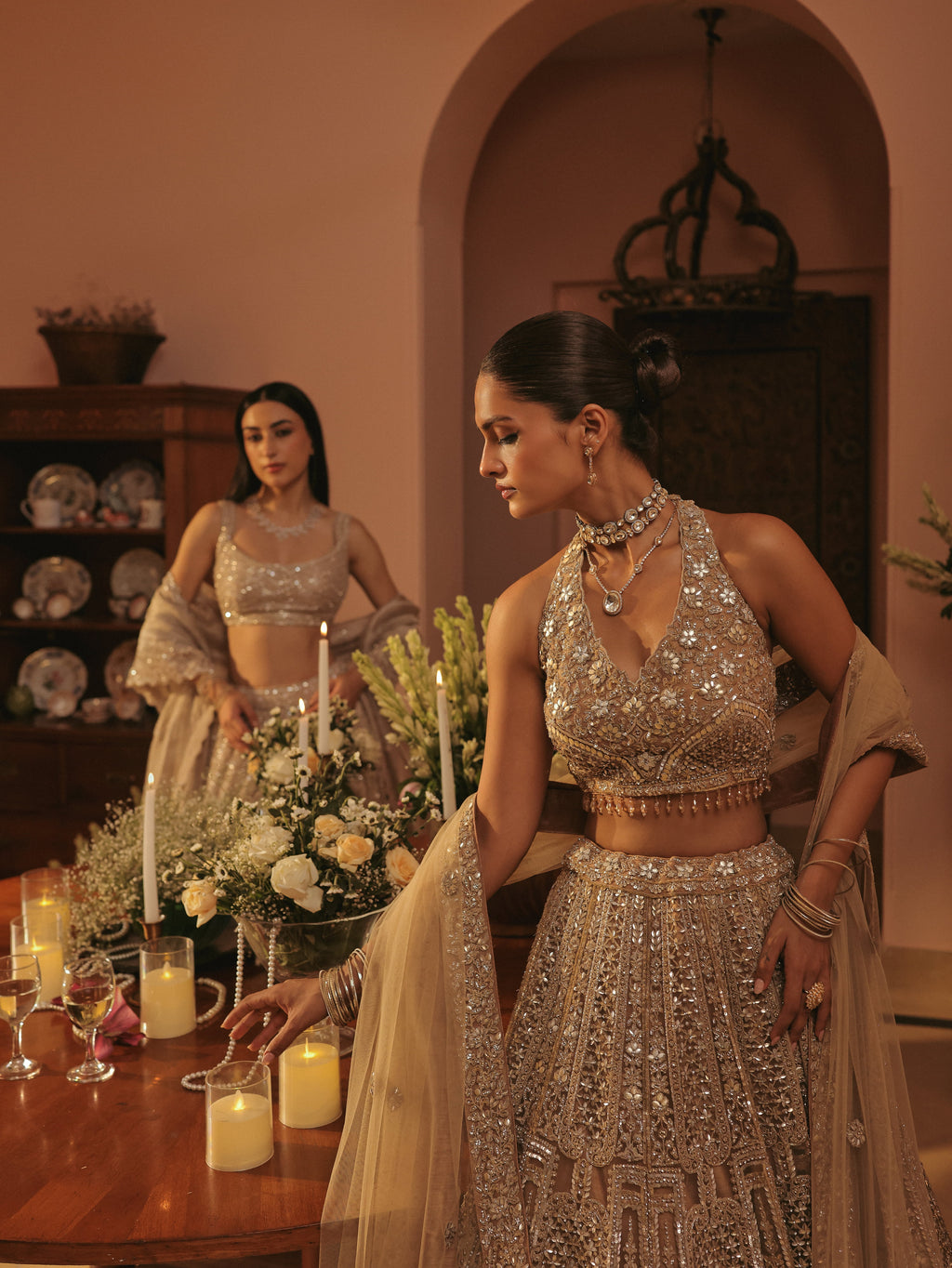 Gold Lehenga with Swarovski, view 4