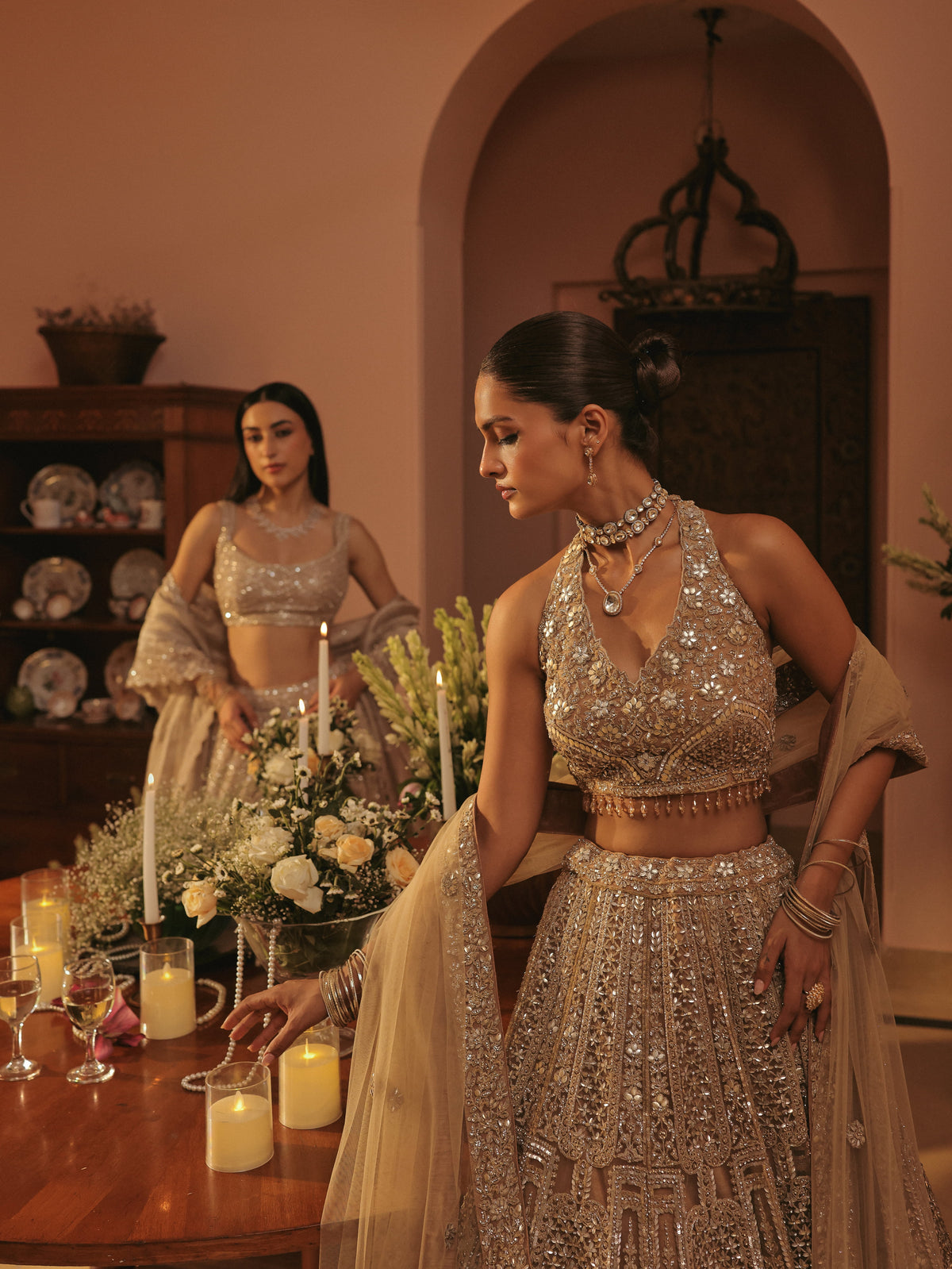 Gold Lehenga with Swarovski, view 4