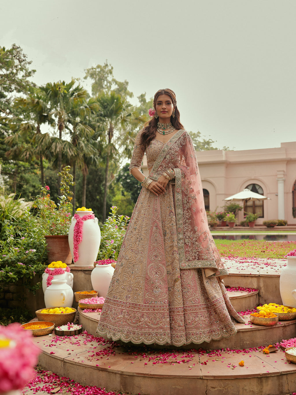 Beige Lehenga with Dabka and Zardosi