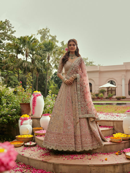 Beige Lehenga with Dabka and Zardosi