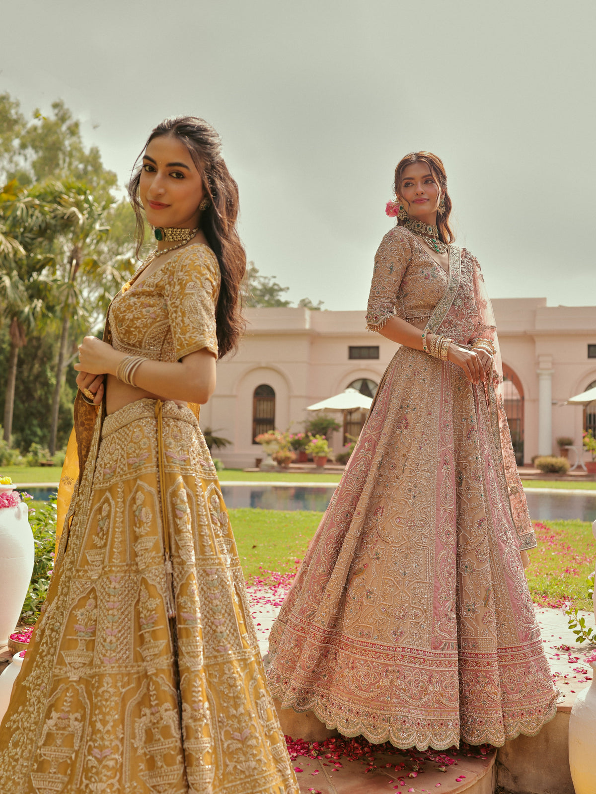 Beige Lehenga with Dabka and Zardosi, view 3