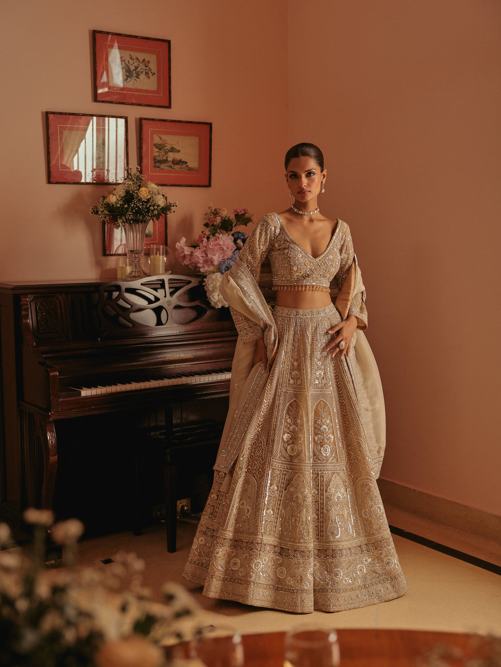 Beige Lehenga with Dori, view 2