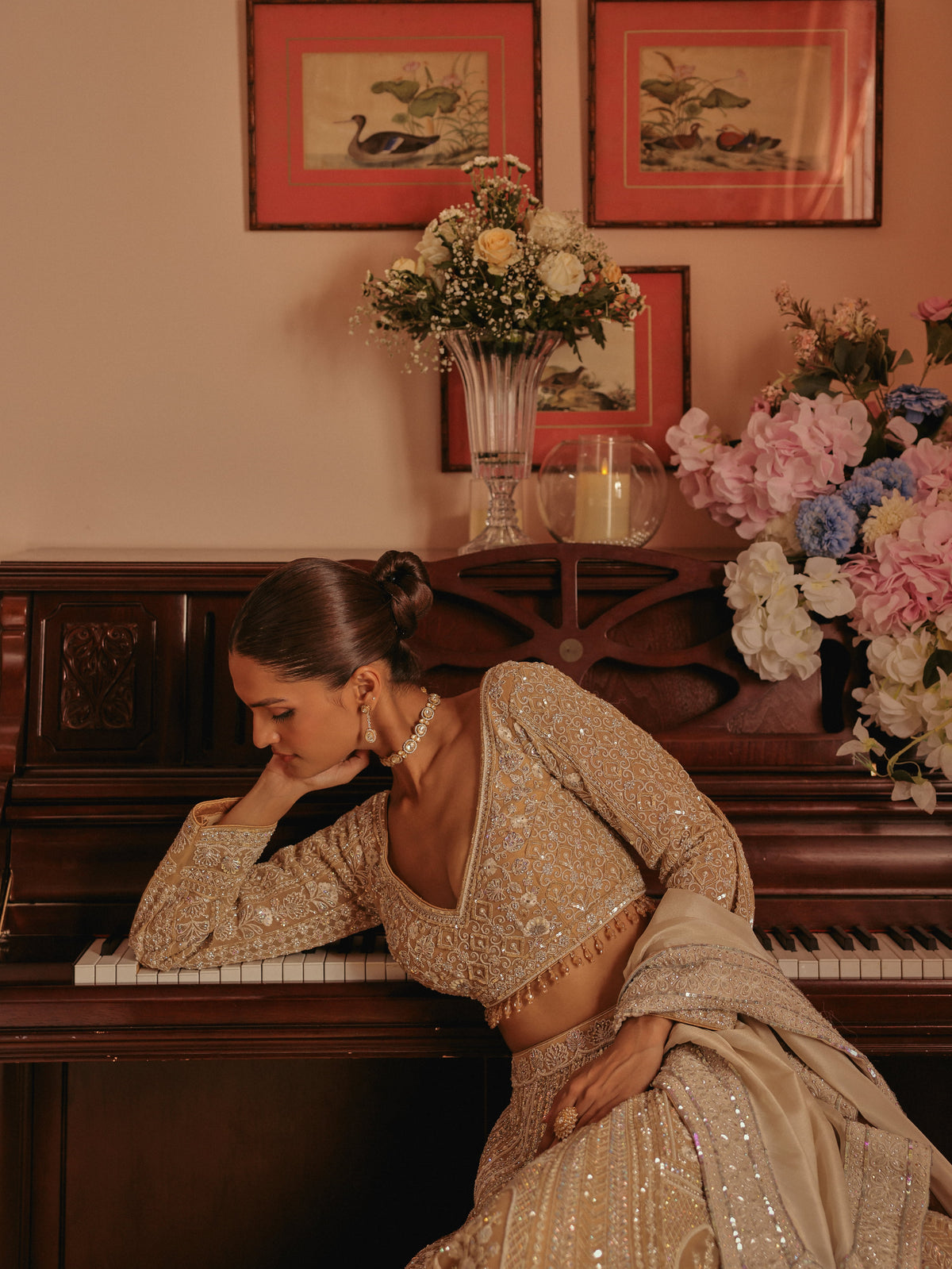 Beige Lehenga with Dori, view 3