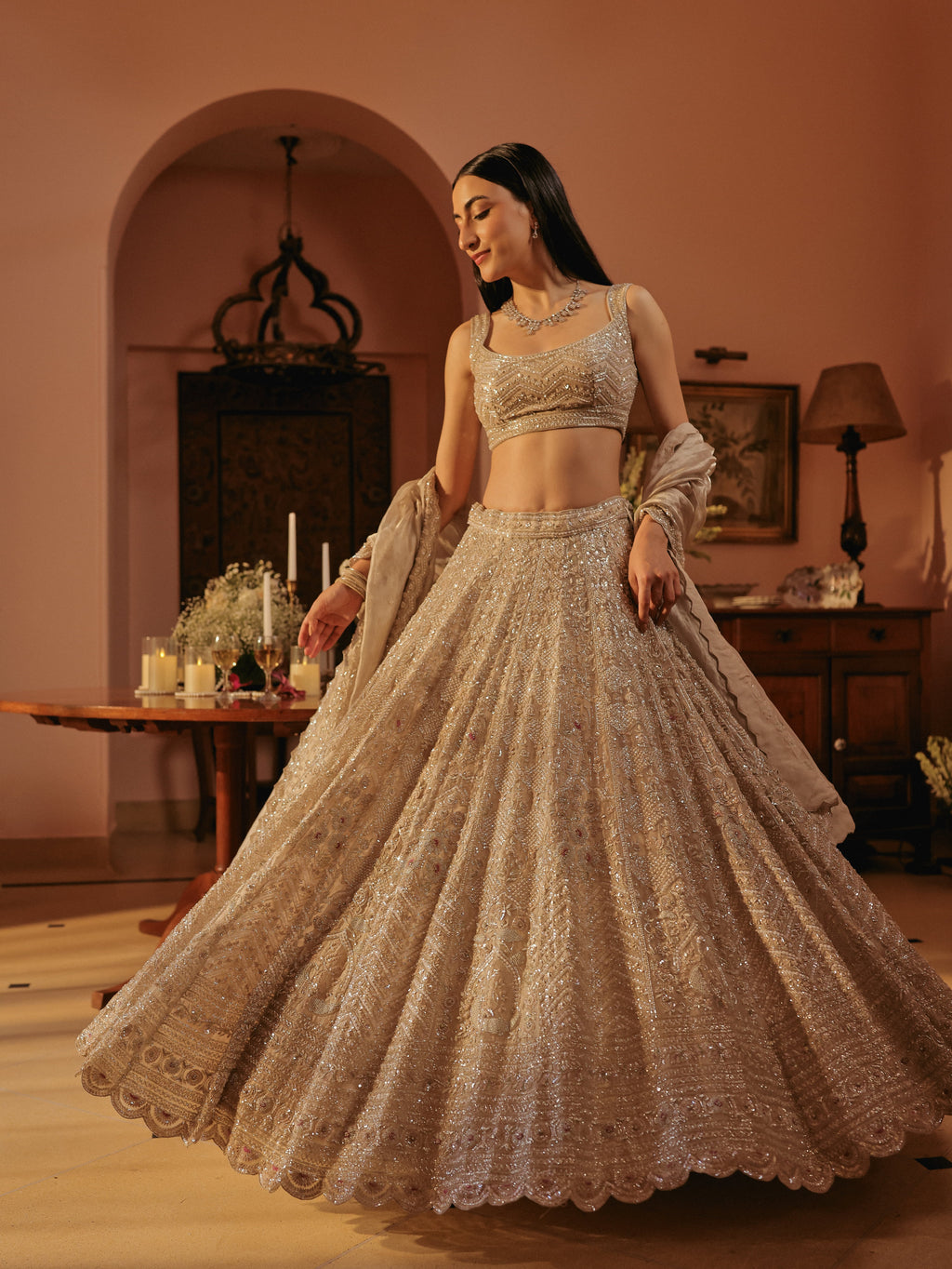 Grey Lehenga with Sequins Embellishments, view 2