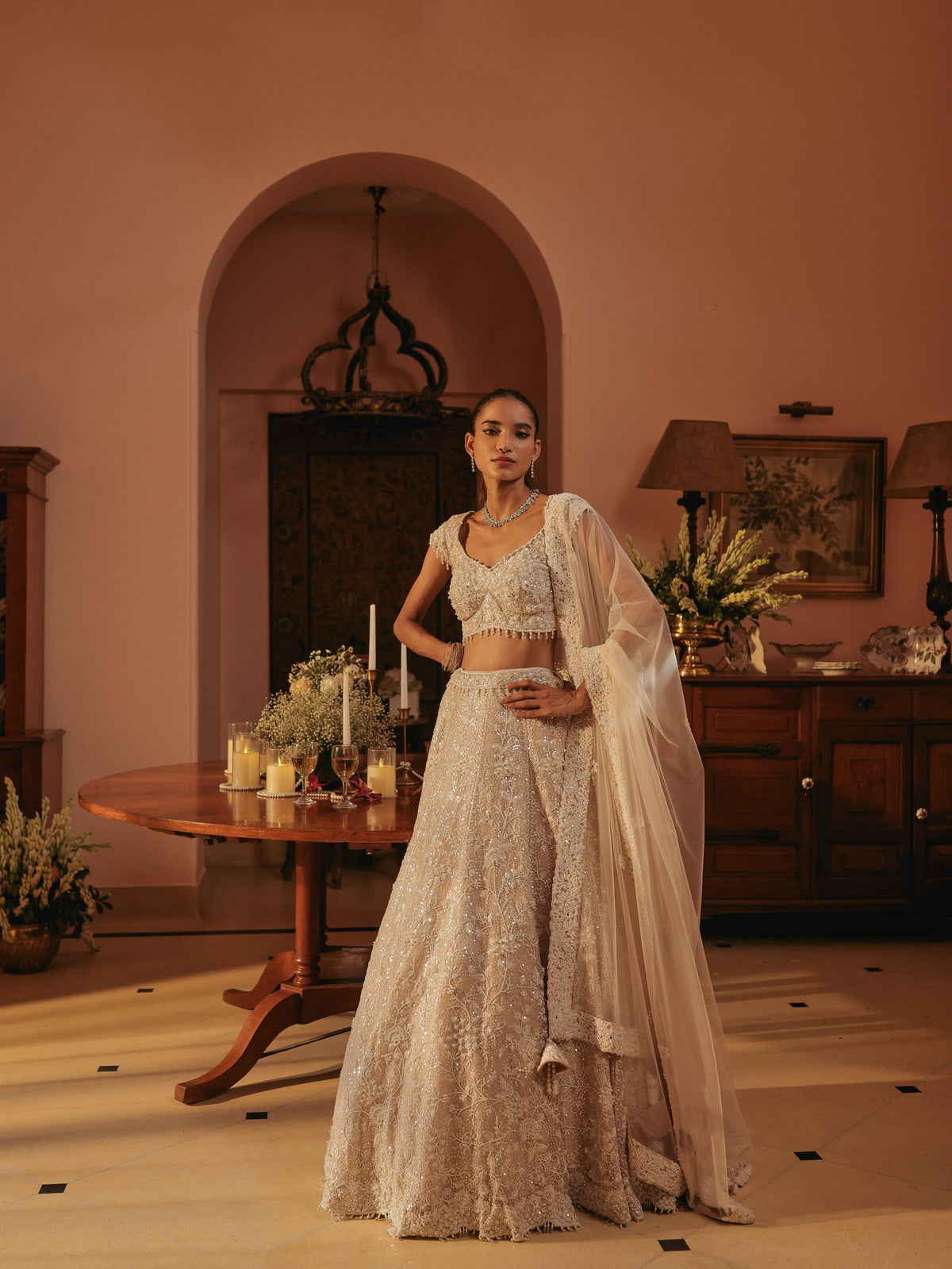 Beige Lehenga with Threadwork