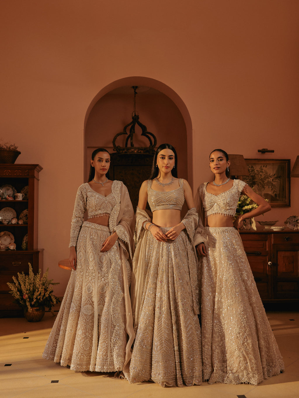 Beige Lehenga with Threadwork, view 4